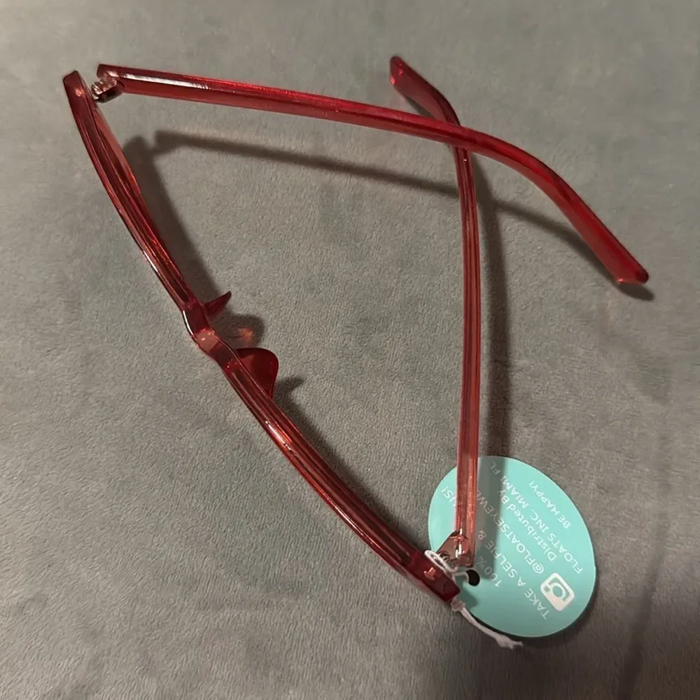 Red Rectangular Sunglasses Thin Small Frame BRAND NEW - Dark Tint 100% UV
